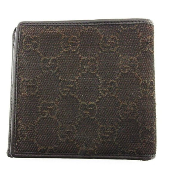 GUCCI two-fold wallet GG canvas beige canvas �~ leather used Authentic - Picture 2 of 9